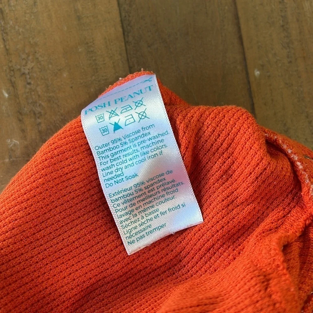 Posh peanut orange waffle bamboo romper